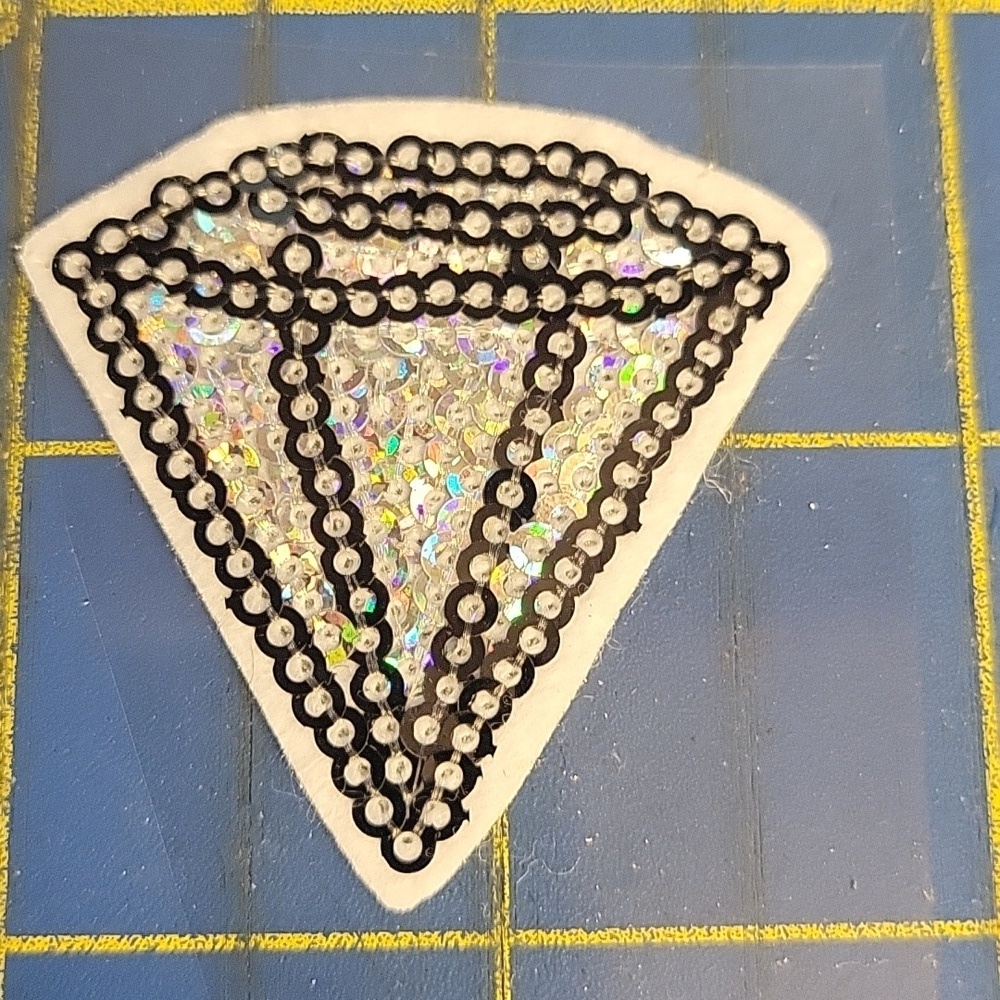 Sequin Diamond Embroidered 1.75" Iron On Patch New